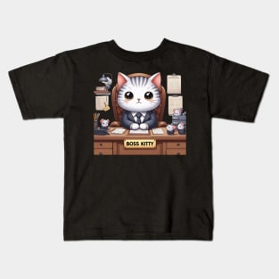 Cute Cat Boss Confidential: The Ultimate Feline Funnies Kids T-Shirt